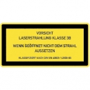 Warnschilder Lasertechnik: Laser Klasse 3B - Laserstrahlung - Wenn geöffnet nicht in dem Strahl aussetzen  