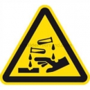 Gefahrenschilder: Warnung vor ätzenden Stoffen nach ISO 7010 (W 023)
