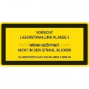 Warnschilder Lasertechnik: Laser Klasse 2 - Laserstrahlung - Wenn geöffnet nicht in den Strahl blicken