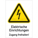 Warnschilder Elektrotechnik: Kombischild Elektrische Einrichtungen - Zugang freihalten