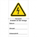 Warnschilder Elektrotechnik: Anhängeschilder: Vorsicht! Arbeiten an der Anlage