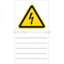 Gefahrenschilder: Anhängeschilder: Vorsicht vor gefährlicher elektrischer Spannung