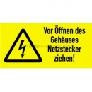 Warnschilder Elektrotechnik: Warnetiketten Vor Öffnen des Gehäuses Netzstecker ziehen!