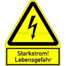 Gefahrenschilder: Kombischild Starkstrom! Lebensgefahr