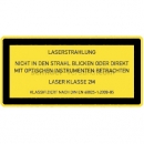 Gefahrenschilder: Laser Klasse 2M - Laserstrahlung - Nicht in den Strahl blicken  oder direkt mit  optischen Instrumenten betrachten
